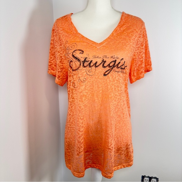 Sturgis 2018 Burn Out Woman’s Tee Size Large - Picture 1 of 7